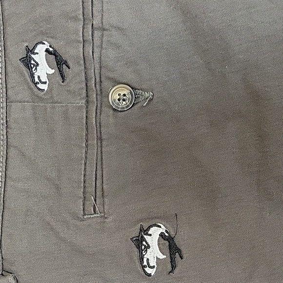 Vintage 1946 Embroidered Shark Shorts men's  Sz 36. 8" Inseam grey - Picture 4 of 7